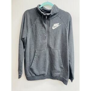 Nike Half Zip Pullover Dark Gray with white logo Womens Size Large EUC
